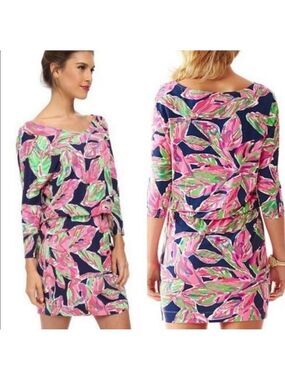 Lilly Pulitzer Cara in the Vias Dolman Sleeve Tropical Floral Print Dress